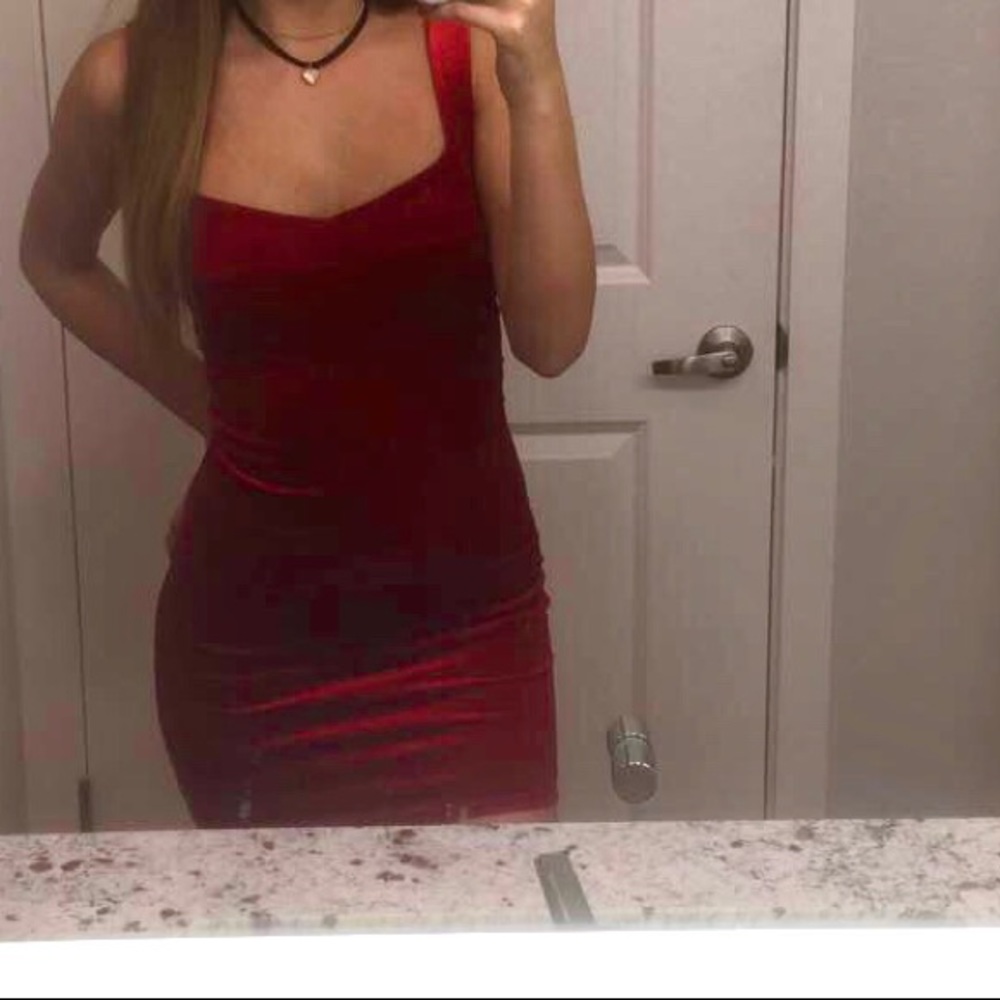 Ruby Red Velvet Mini Dress